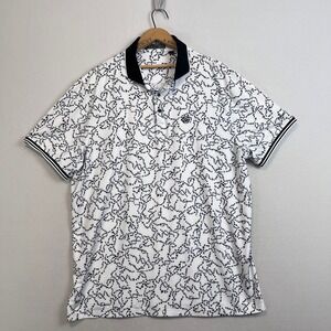 G/FORE Mens XXL Star Print Golf Polo Shirt White Black Mauna Lani GMP000003